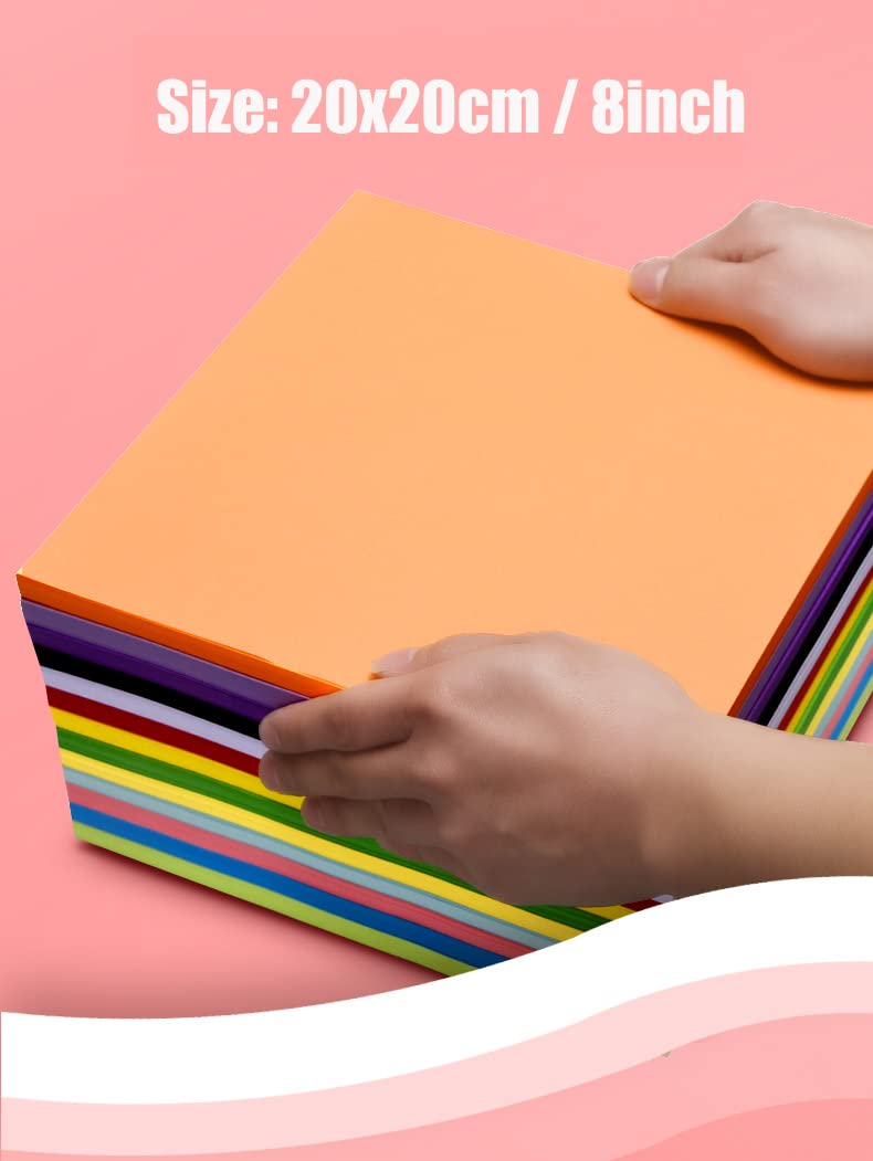 Natuworld 100 Sheets 8 x 8 inch 10 Colors Square Fold Paper Double Sided Folding Origami Paper Crane Paper Handmade Accessory Material for DIY Craft Scrapbooking Cards Gift Decoration - Image 2